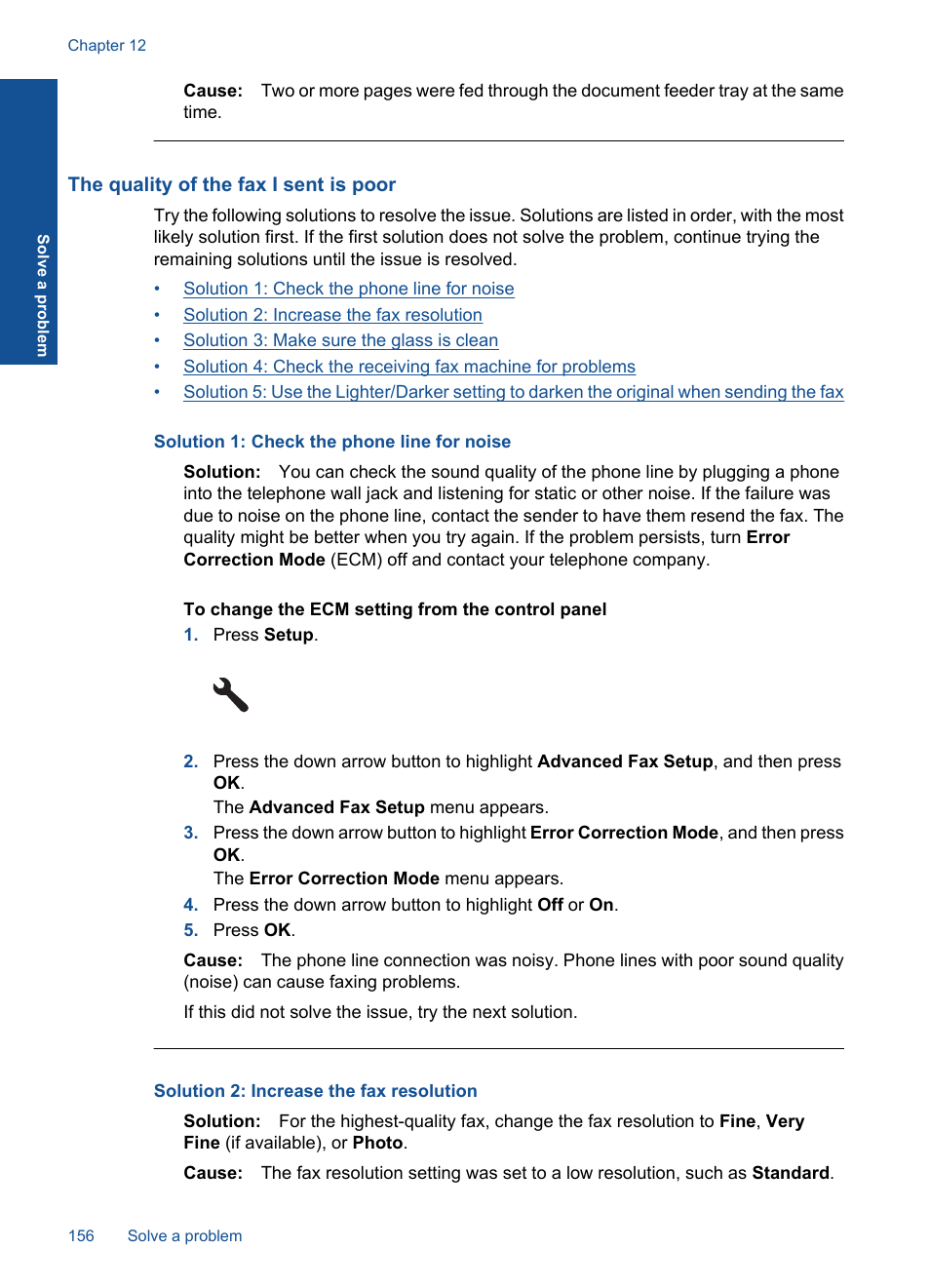 The quality of the fax i sent is poor | HP Photosmart Premium Fax C410 User Manual | Page 158 / 264