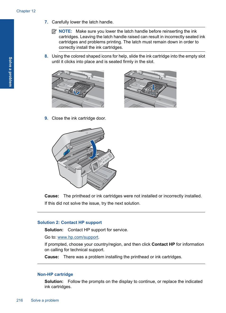 Non-hp cartridge | HP Photosmart Premium Fax C410 User Manual | Page 218 / 264