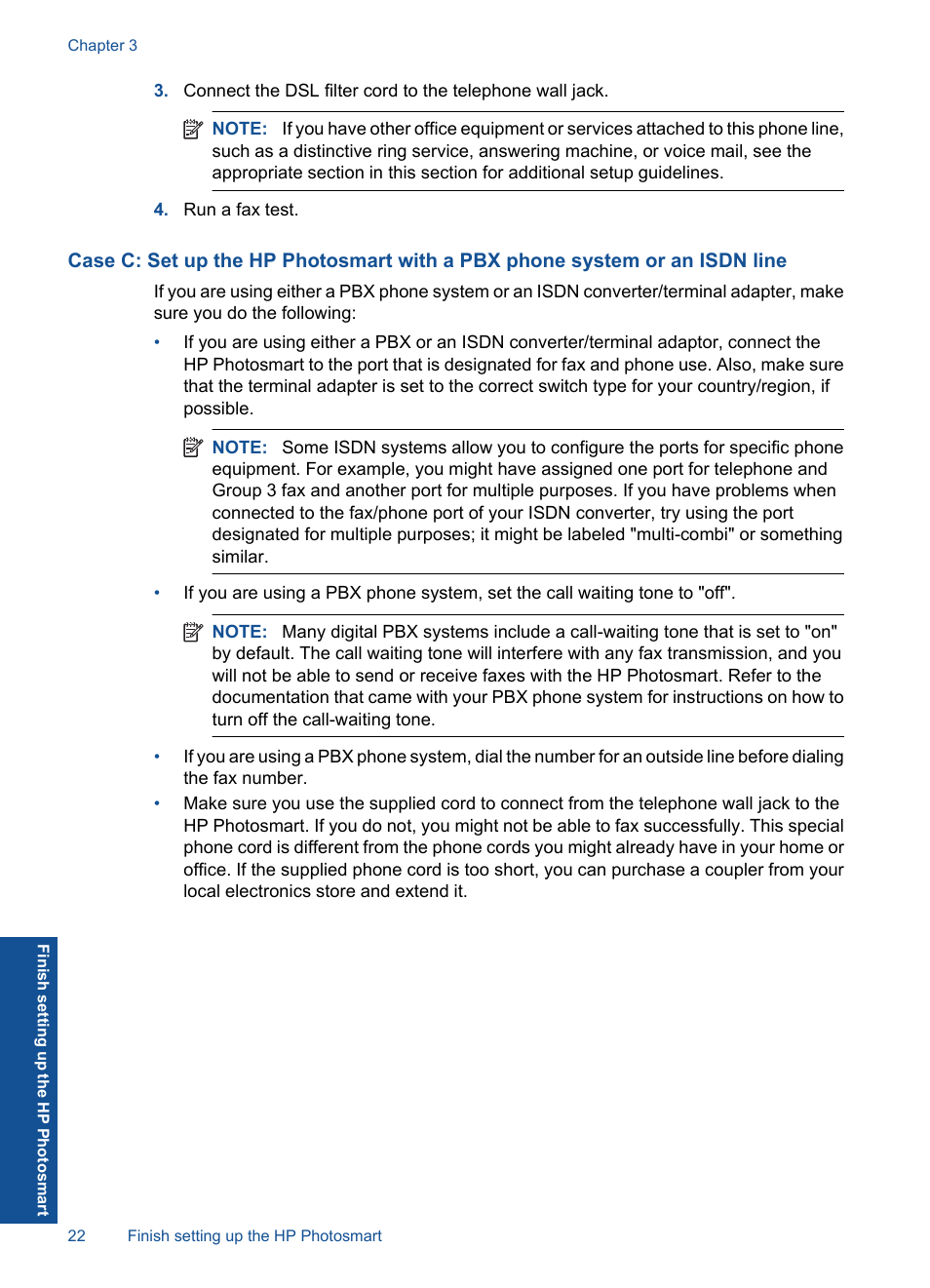 Case c: set up the hp photosmart with a, Pbx phone system or an isdn line | HP Photosmart Premium Fax C410 User Manual | Page 24 / 264