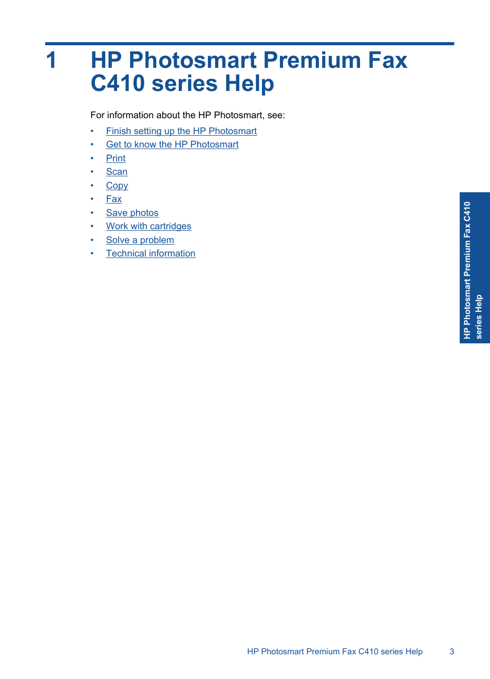 Hp photosmart premium fax c410 series help, 1 hp photosmart premium fax c410 series help, 1hp photosmart premium fax c410 series help | HP Photosmart Premium Fax C410 User Manual | Page 5 / 264