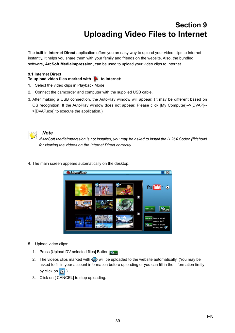 Section 9 uploading video files to internet, Section 9, Uploading video files to internet | HP V5020U User Manual | Page 39 / 49