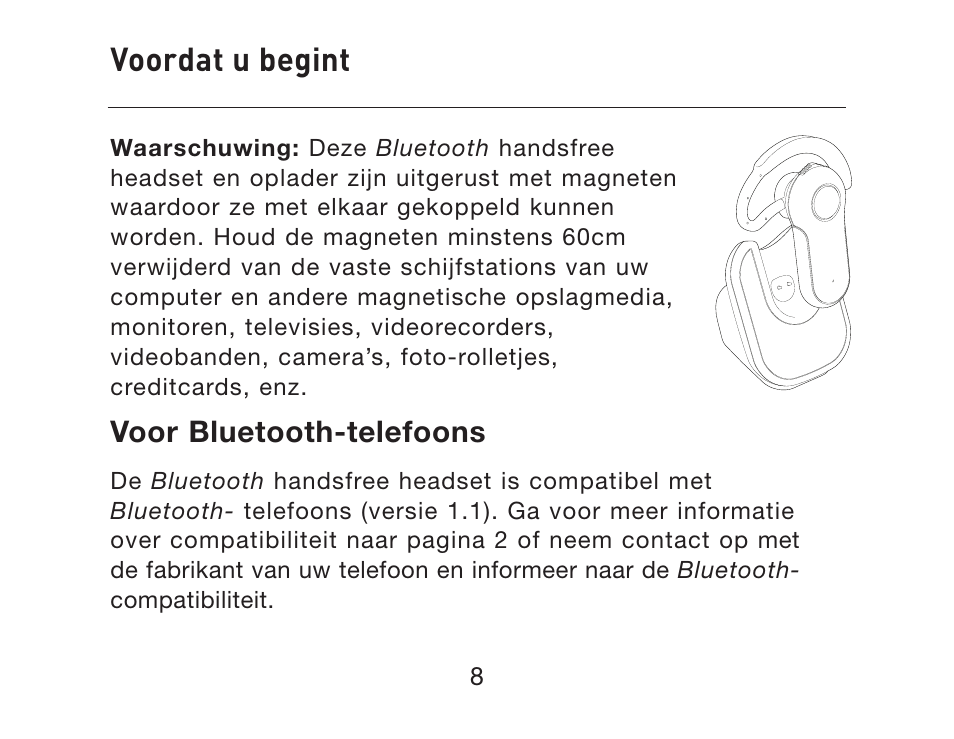 Voordat u begint | HP iPAQ Bluetooth Hands-Free Headset F8T061eaHP User Manual | Page 114 / 208