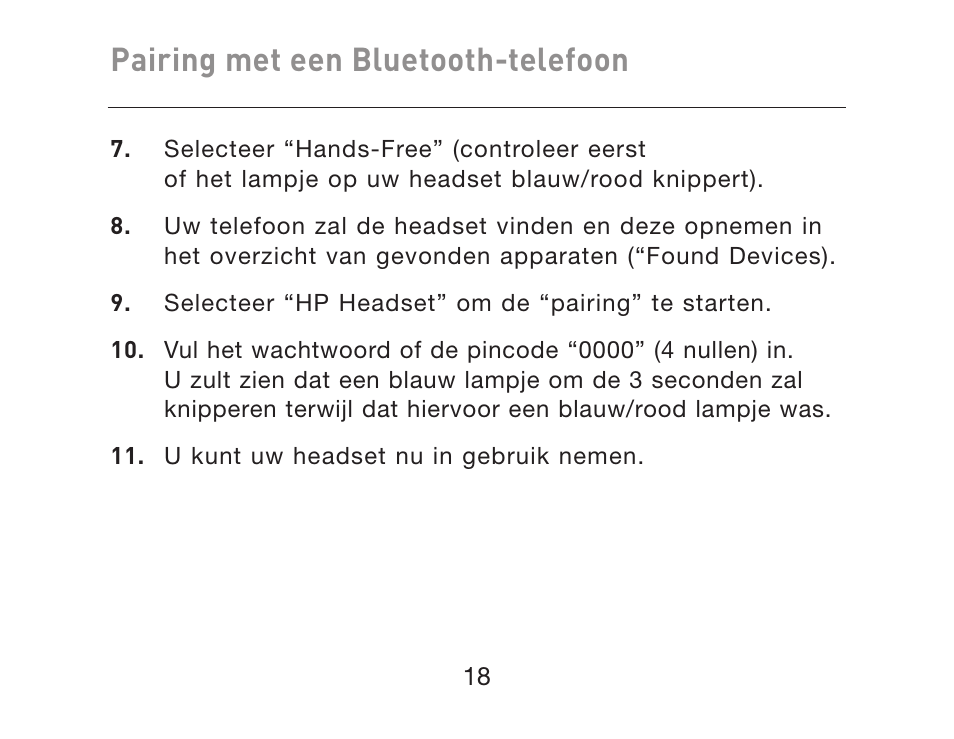 Pairing met een bluetooth-telefoon | HP iPAQ Bluetooth Hands-Free Headset F8T061eaHP User Manual | Page 124 / 208