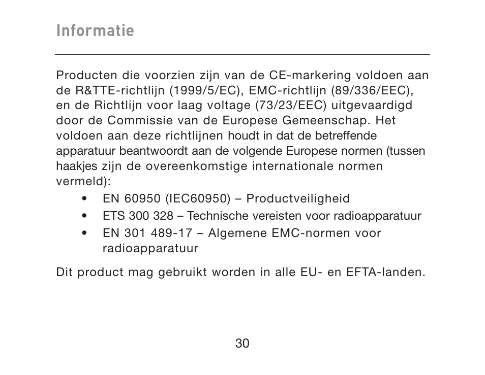 Informatie | HP iPAQ Bluetooth Hands-Free Headset F8T061eaHP User Manual | Page 136 / 208