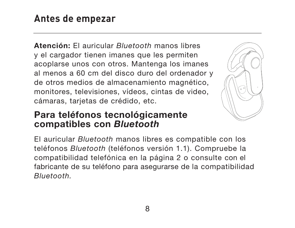 Antes de empezar | HP iPAQ Bluetooth Hands-Free Headset F8T061eaHP User Manual | Page 148 / 208