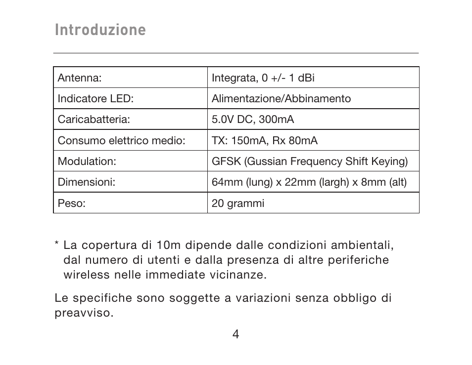 Introduzione | HP iPAQ Bluetooth Hands-Free Headset F8T061eaHP User Manual | Page 178 / 208