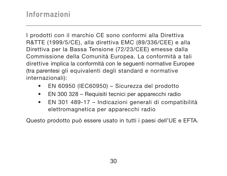 Informazioni | HP iPAQ Bluetooth Hands-Free Headset F8T061eaHP User Manual | Page 204 / 208