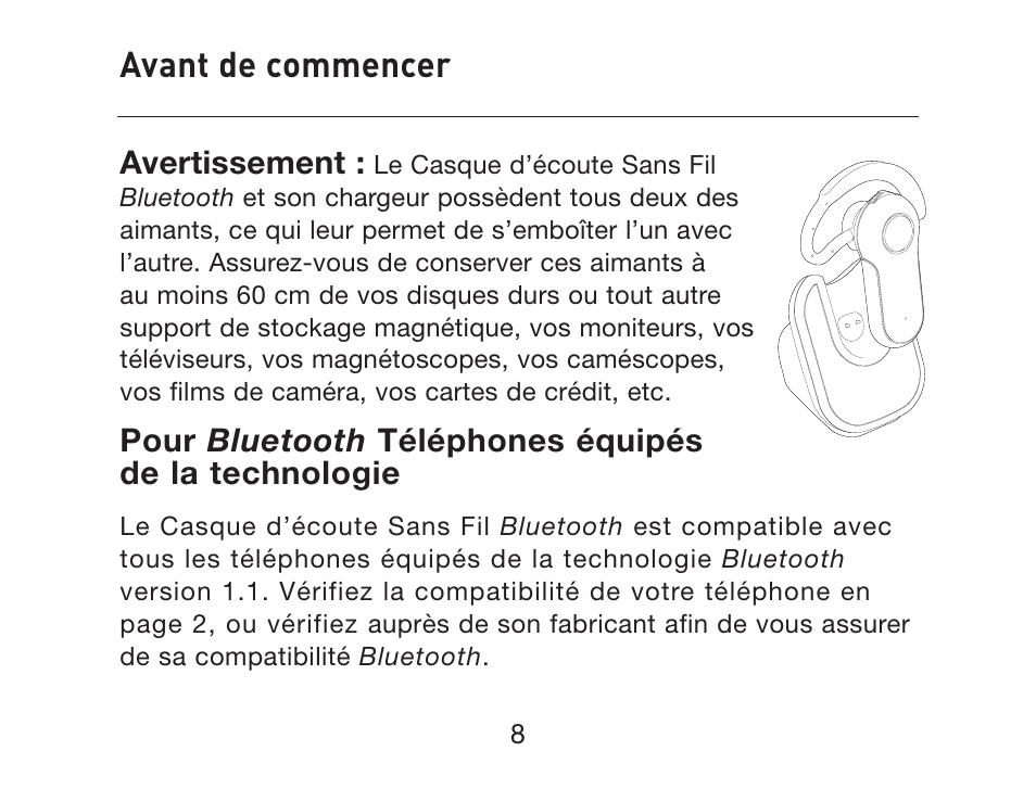 Avant de commencer | HP iPAQ Bluetooth Hands-Free Headset F8T061eaHP User Manual | Page 46 / 208