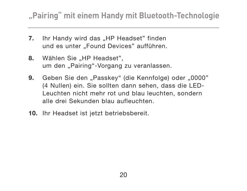 Pairing“ mit einem handy mit bluetooth-technologie | HP iPAQ Bluetooth Hands-Free Headset F8T061eaHP User Manual | Page 92 / 208