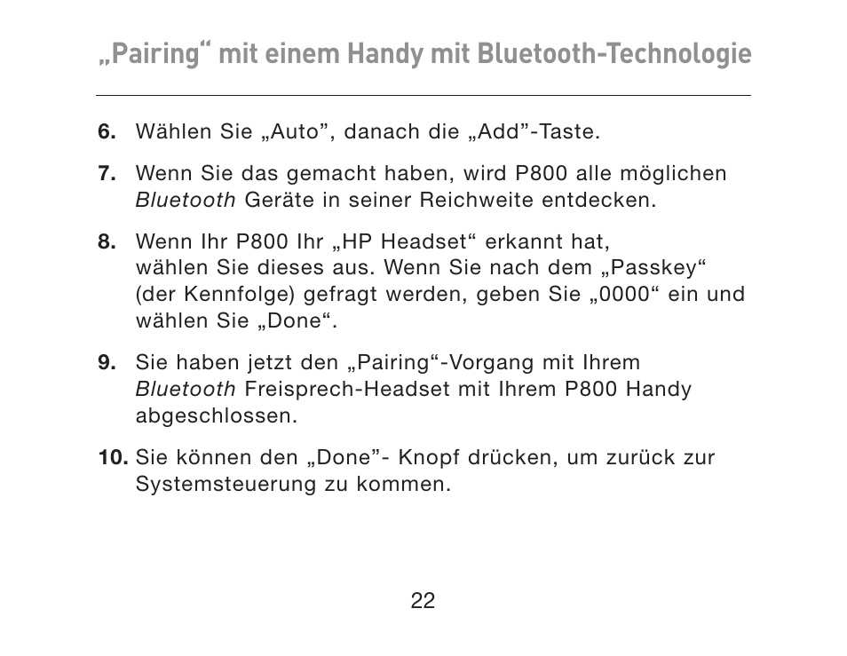 Pairing“ mit einem handy mit bluetooth-technologie | HP iPAQ Bluetooth Hands-Free Headset F8T061eaHP User Manual | Page 94 / 208