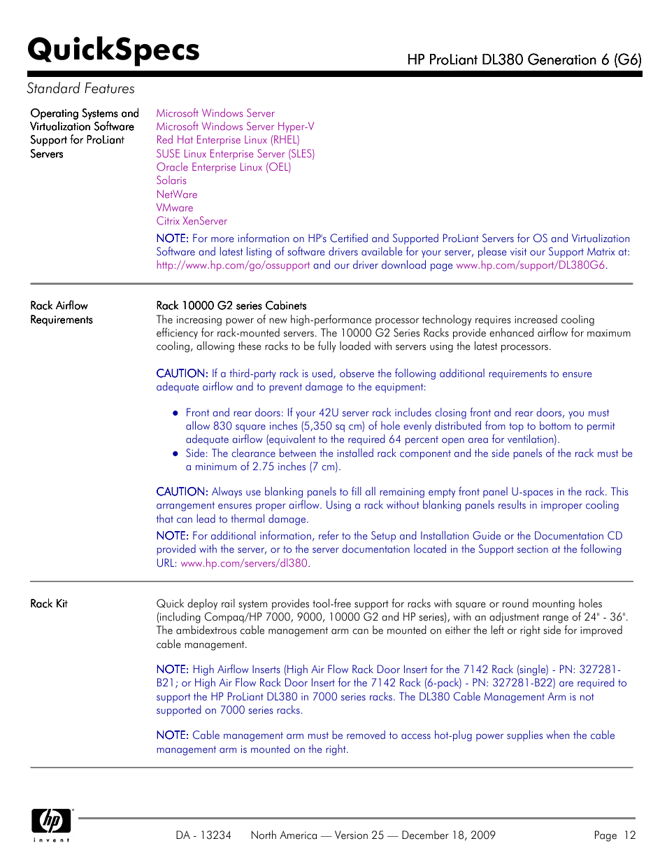 Quickspecs | HP QUICKSPECS DL380 User Manual | Page 12 / 56