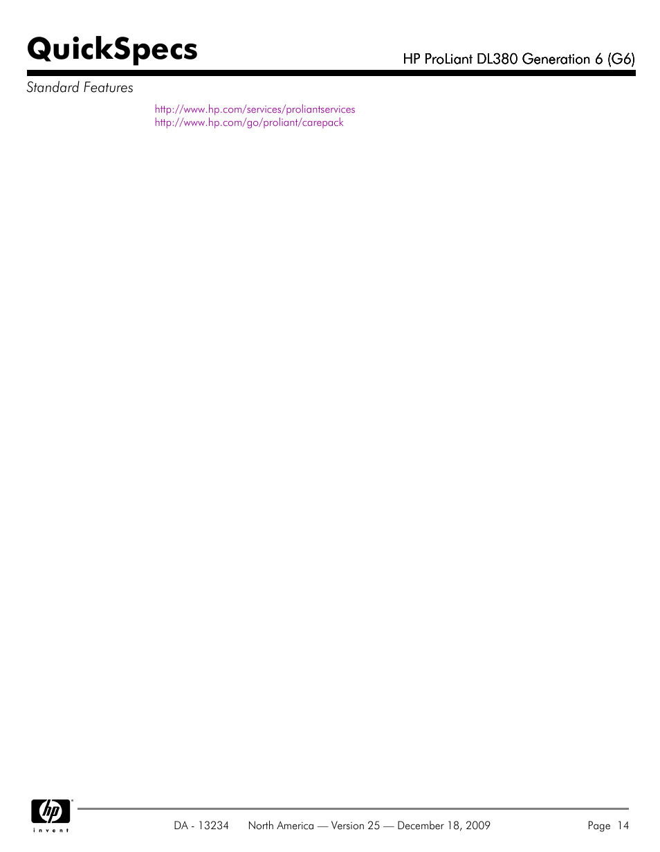 Quickspecs | HP QUICKSPECS DL380 User Manual | Page 14 / 56