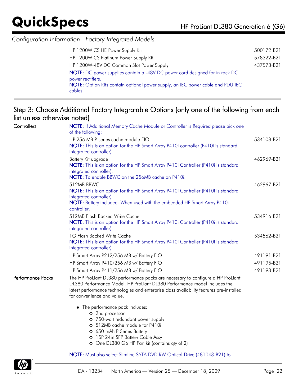 Quickspecs | HP QUICKSPECS DL380 User Manual | Page 22 / 56