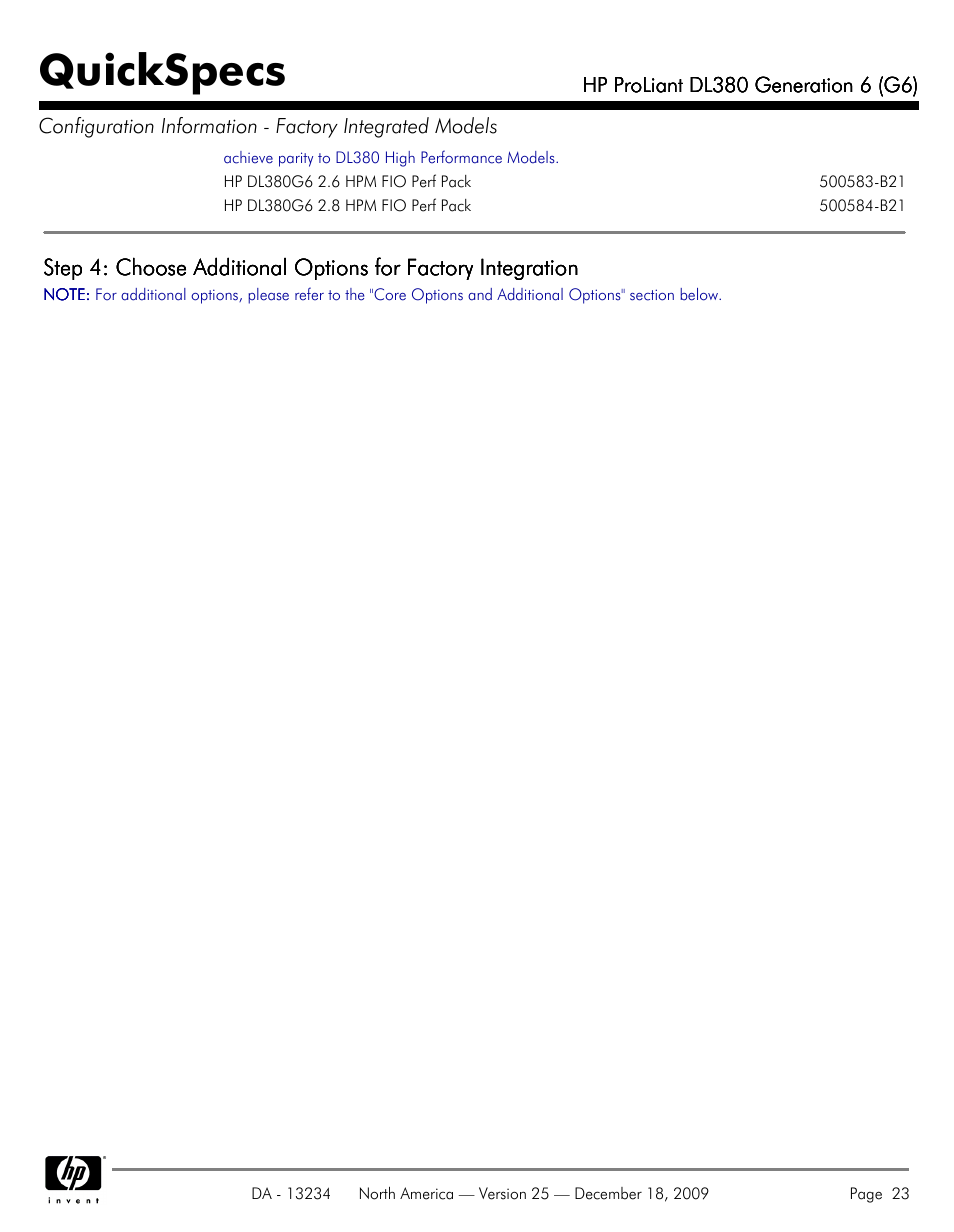 Quickspecs | HP QUICKSPECS DL380 User Manual | Page 23 / 56
