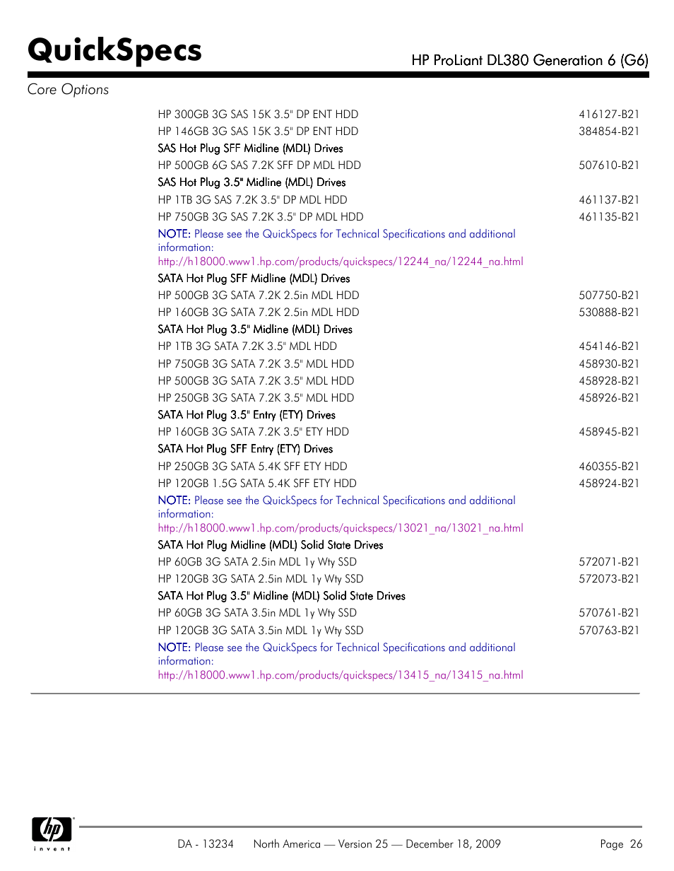 Quickspecs | HP QUICKSPECS DL380 User Manual | Page 26 / 56