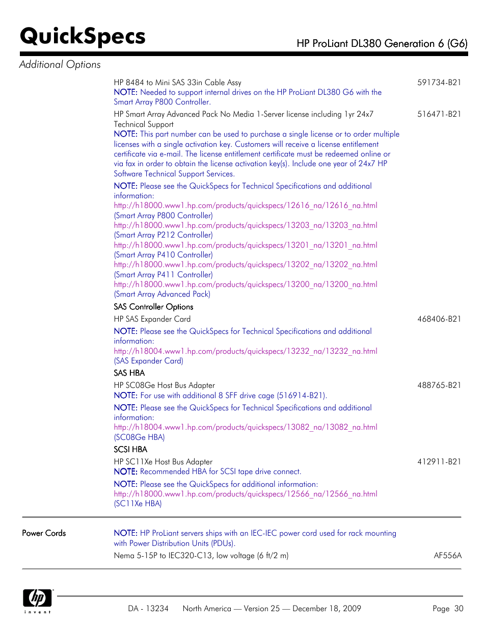 Quickspecs | HP QUICKSPECS DL380 User Manual | Page 30 / 56