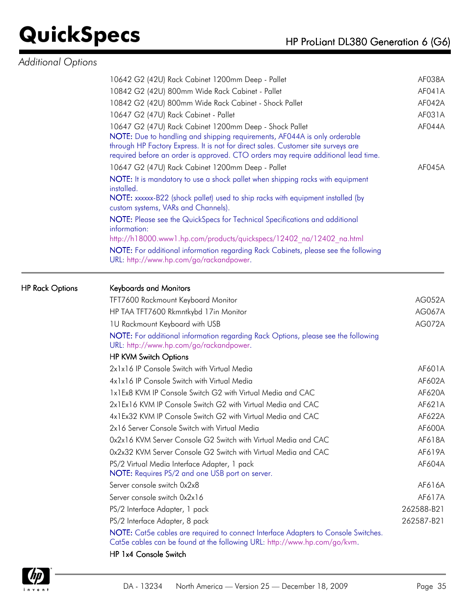 Quickspecs | HP QUICKSPECS DL380 User Manual | Page 35 / 56