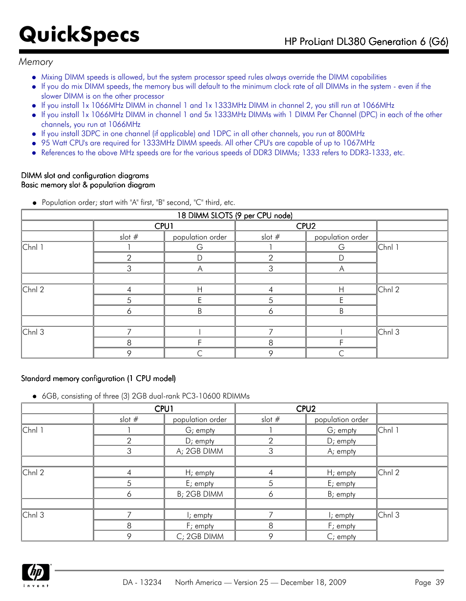 Quickspecs | HP QUICKSPECS DL380 User Manual | Page 39 / 56