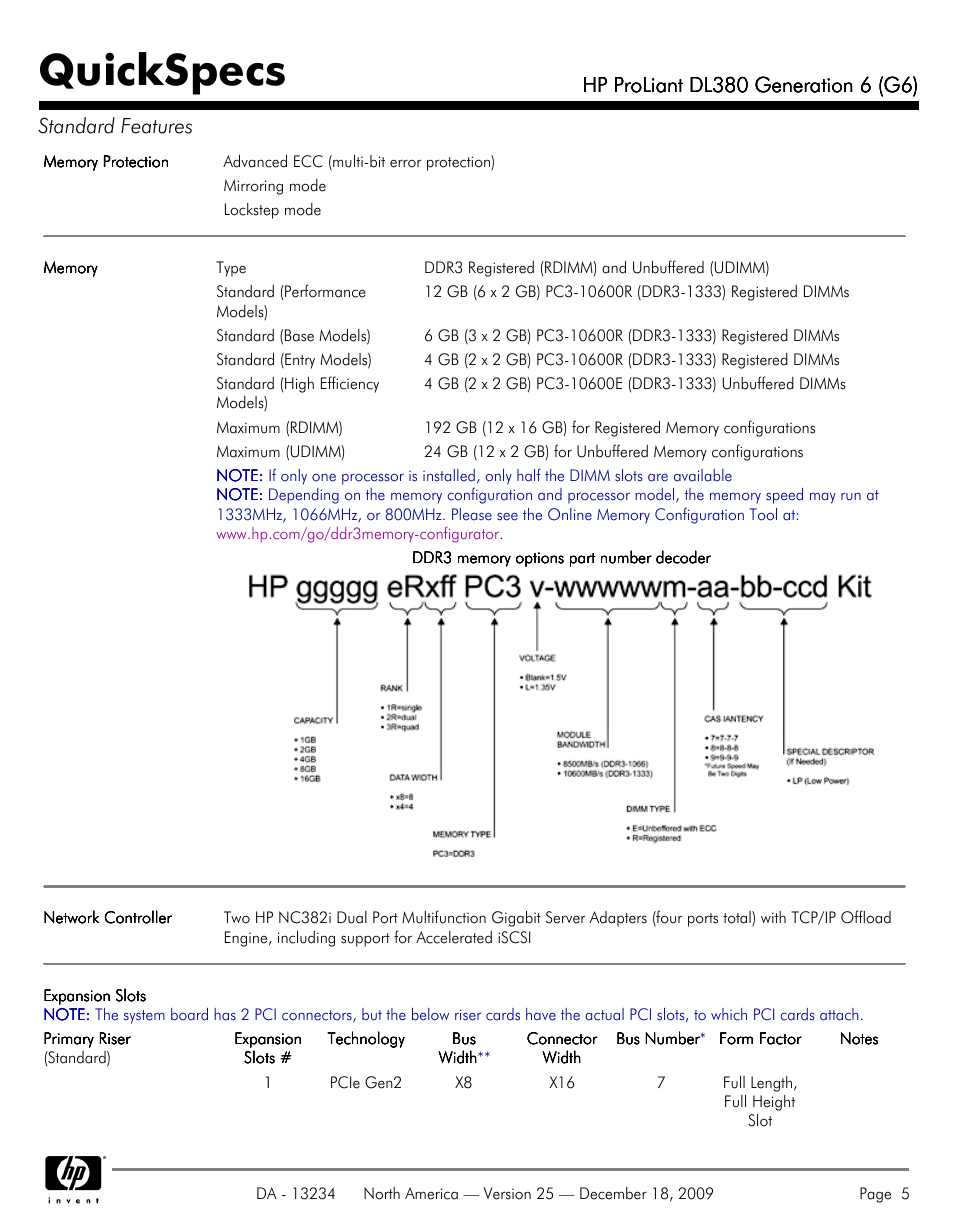 Quickspecs | HP QUICKSPECS DL380 User Manual | Page 5 / 56