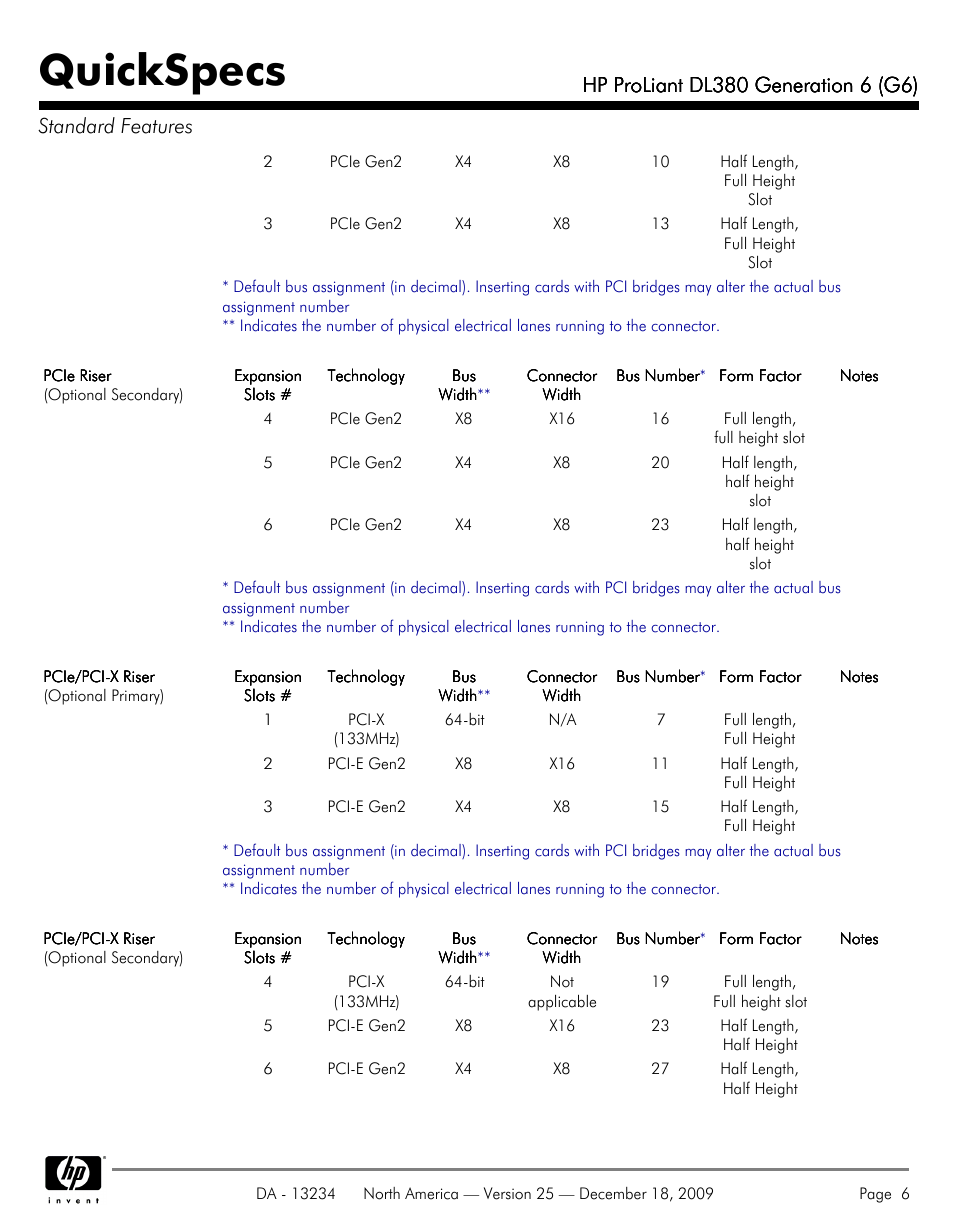 Quickspecs | HP QUICKSPECS DL380 User Manual | Page 6 / 56