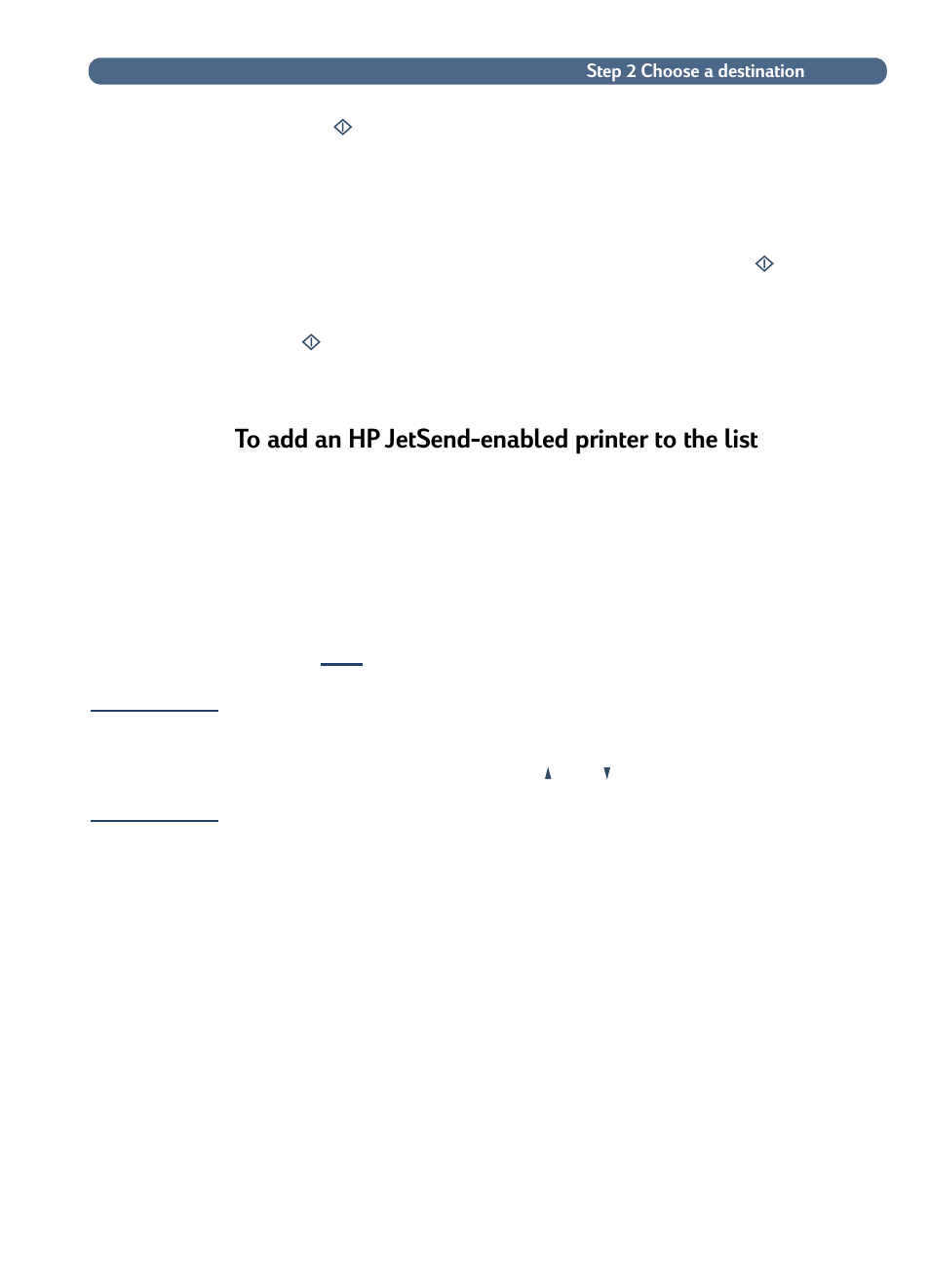 Add a new printer to the list. (see, To add an hp jetsend, Enabled printer to the list | HP 8100C User Manual | Page 28 / 78