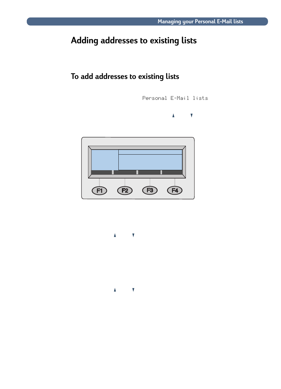 Adding addresses to existing lists | HP 8100C User Manual | Page 40 / 78