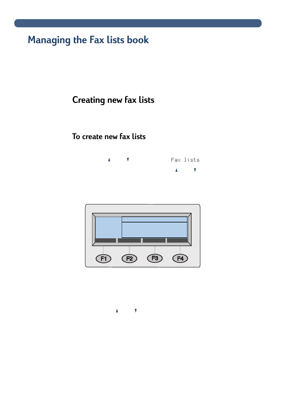 Managing the fax lists book, Creating new fax lists | HP 8100C User Manual | Page 47 / 78