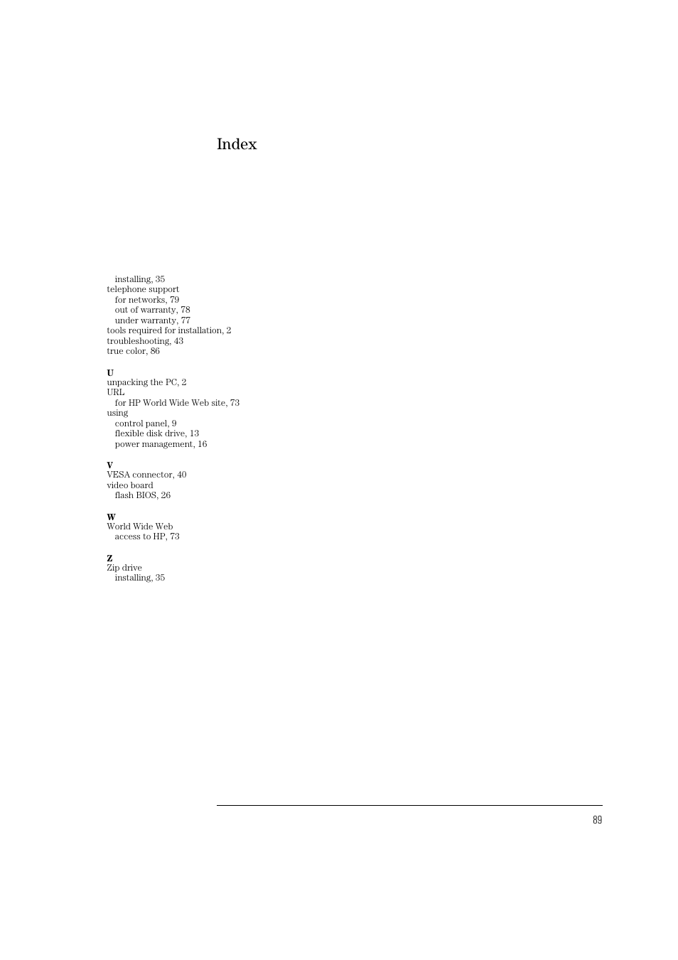 Index | HP 6 User Manual | Page 101 / 112