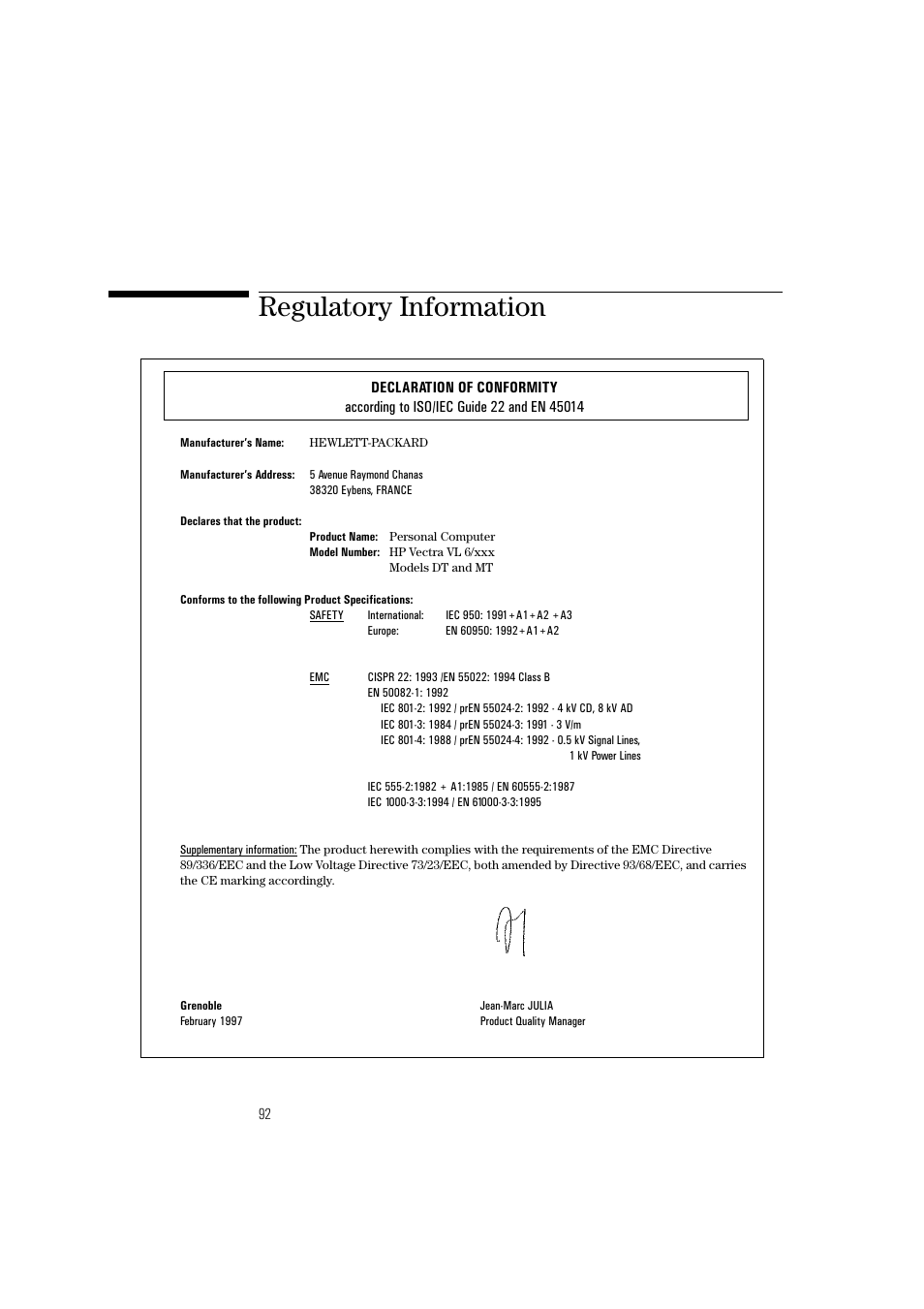 Regulatory information | HP 6 User Manual | Page 104 / 112