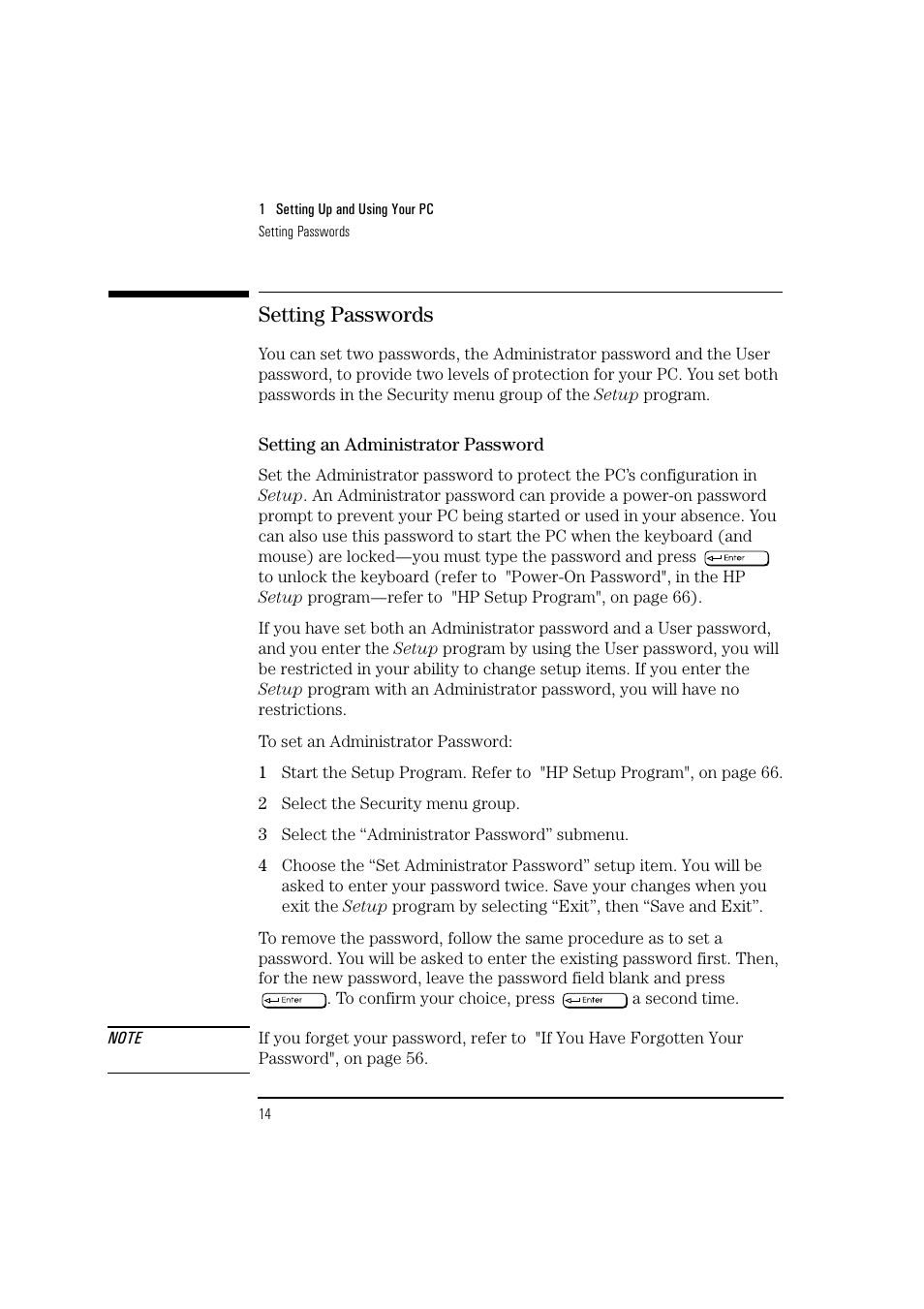 Setting passwords | HP 6 User Manual | Page 26 / 112