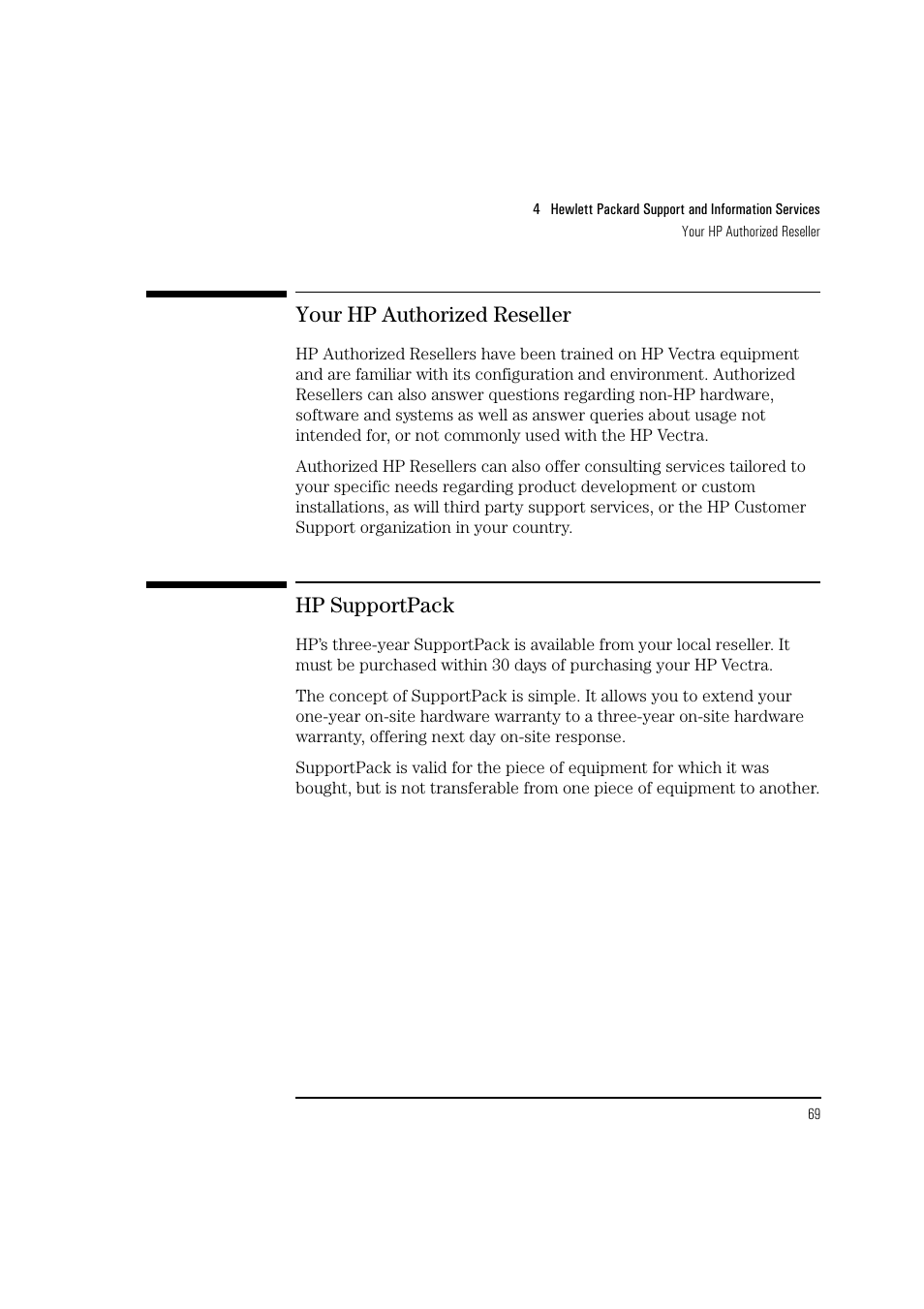 Your hp authorized reseller, Hp supportpack | HP 6 User Manual | Page 81 / 112