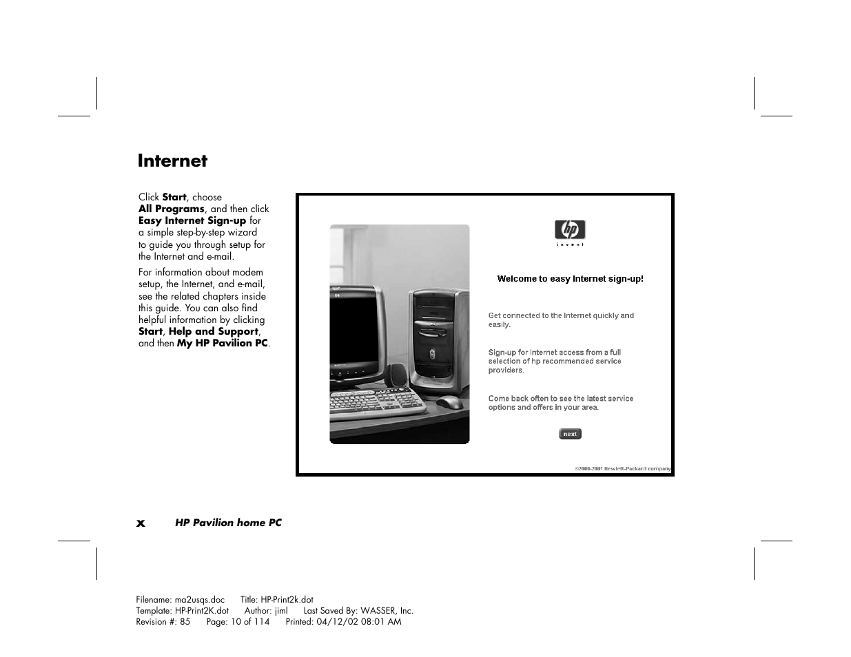 Internet | HP Pavilion User Manual | Page 10 / 114