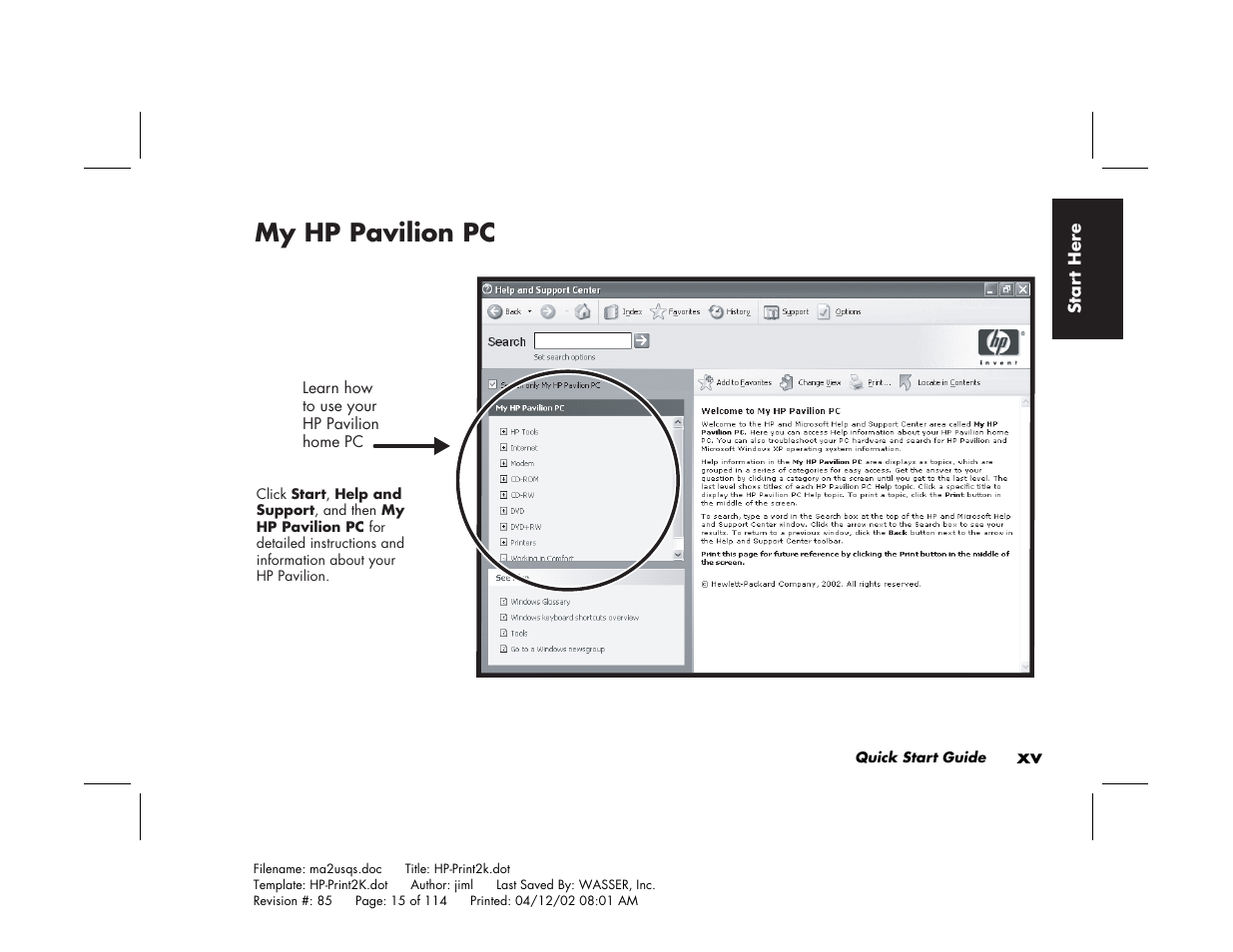My hp pavilion pc | HP Pavilion User Manual | Page 15 / 114