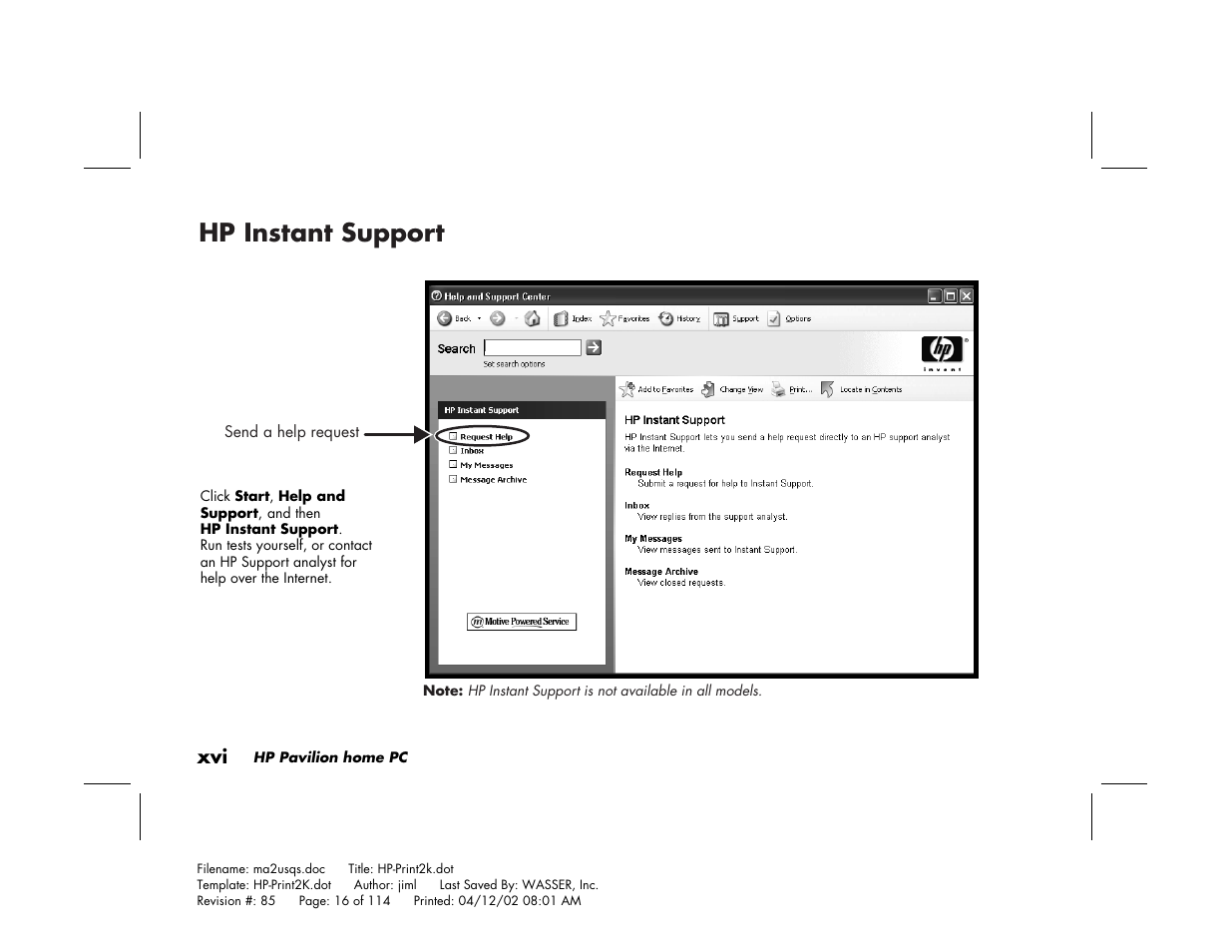 Hp instant support | HP Pavilion User Manual | Page 16 / 114