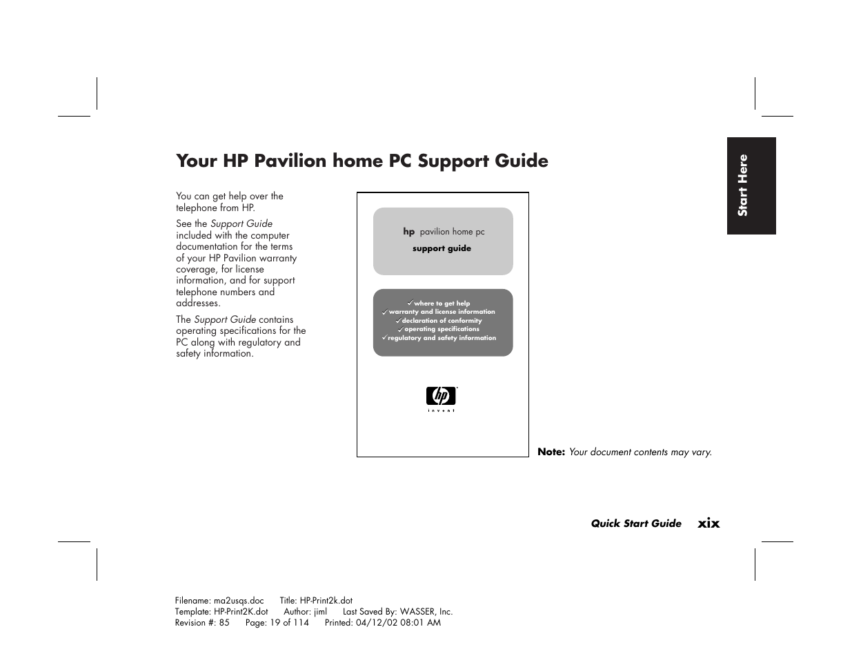 Your hp pavilion home pc support guide | HP Pavilion User Manual | Page 19 / 114
