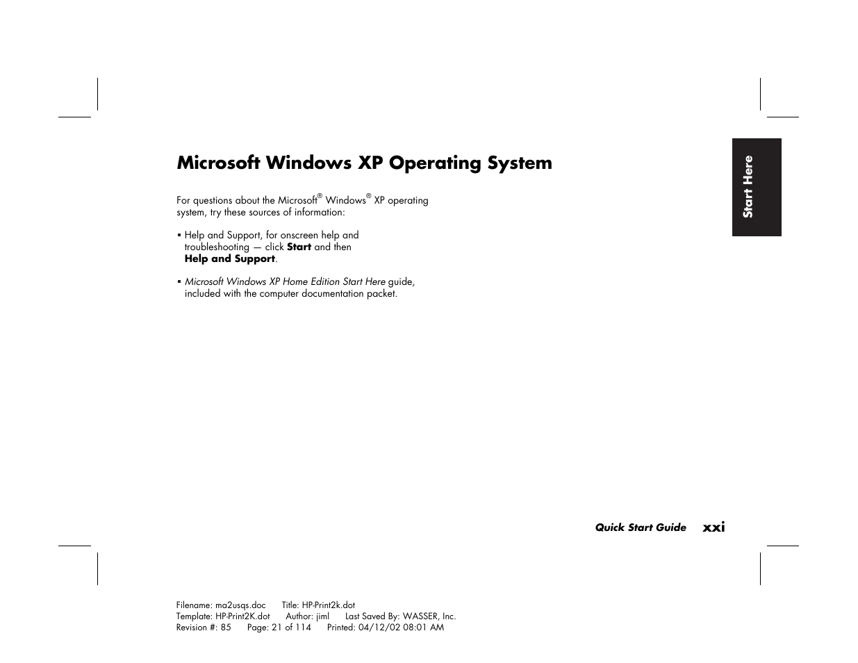 Microsoft windows xp operating system | HP Pavilion User Manual | Page 21 / 114