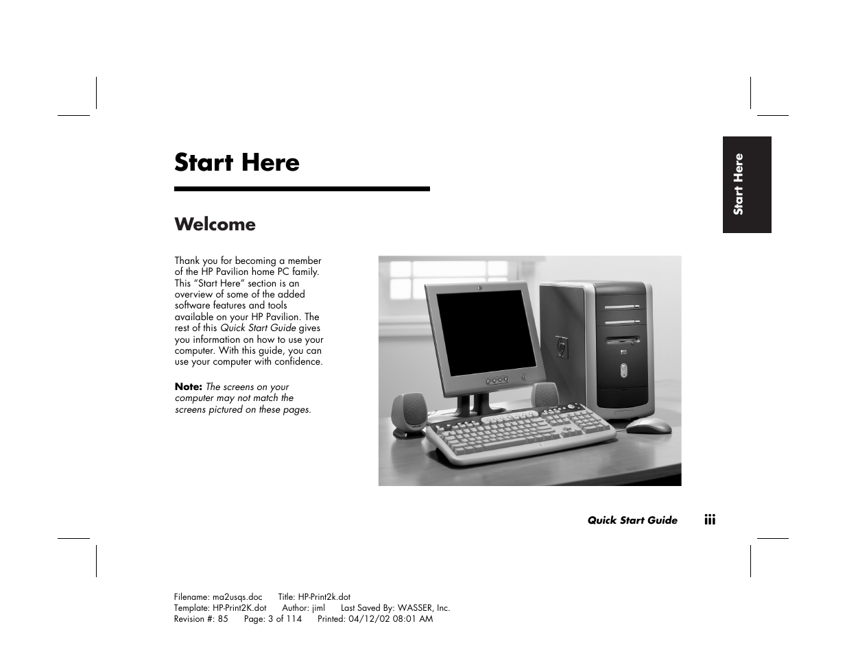 Start here, Welcome | HP Pavilion User Manual | Page 3 / 114