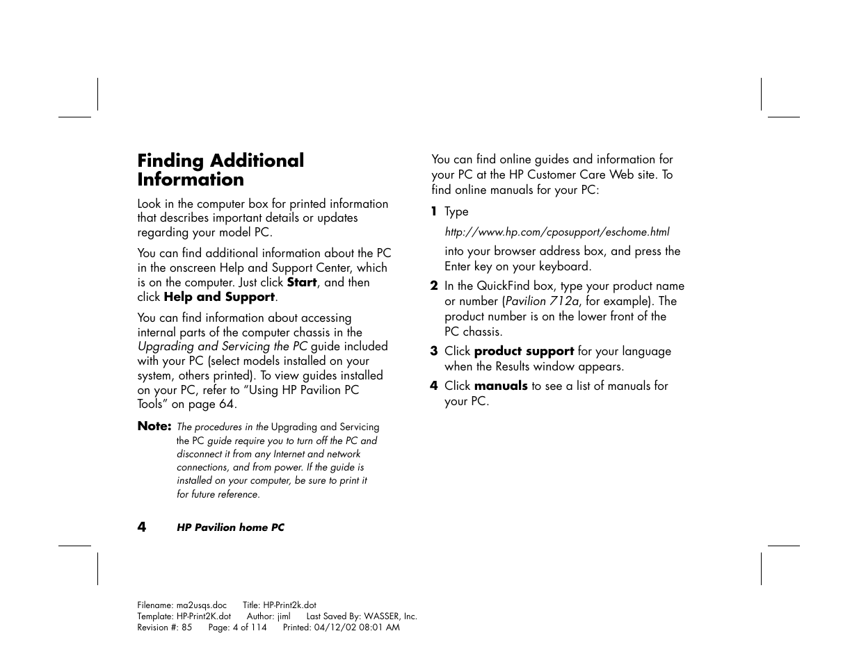 Finding additional information | HP Pavilion User Manual | Page 32 / 114