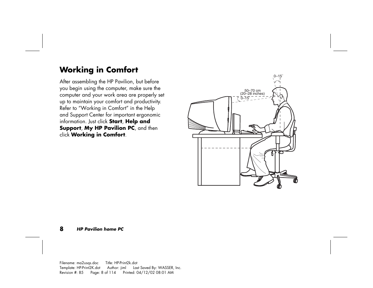 Working in comfort | HP Pavilion User Manual | Page 36 / 114