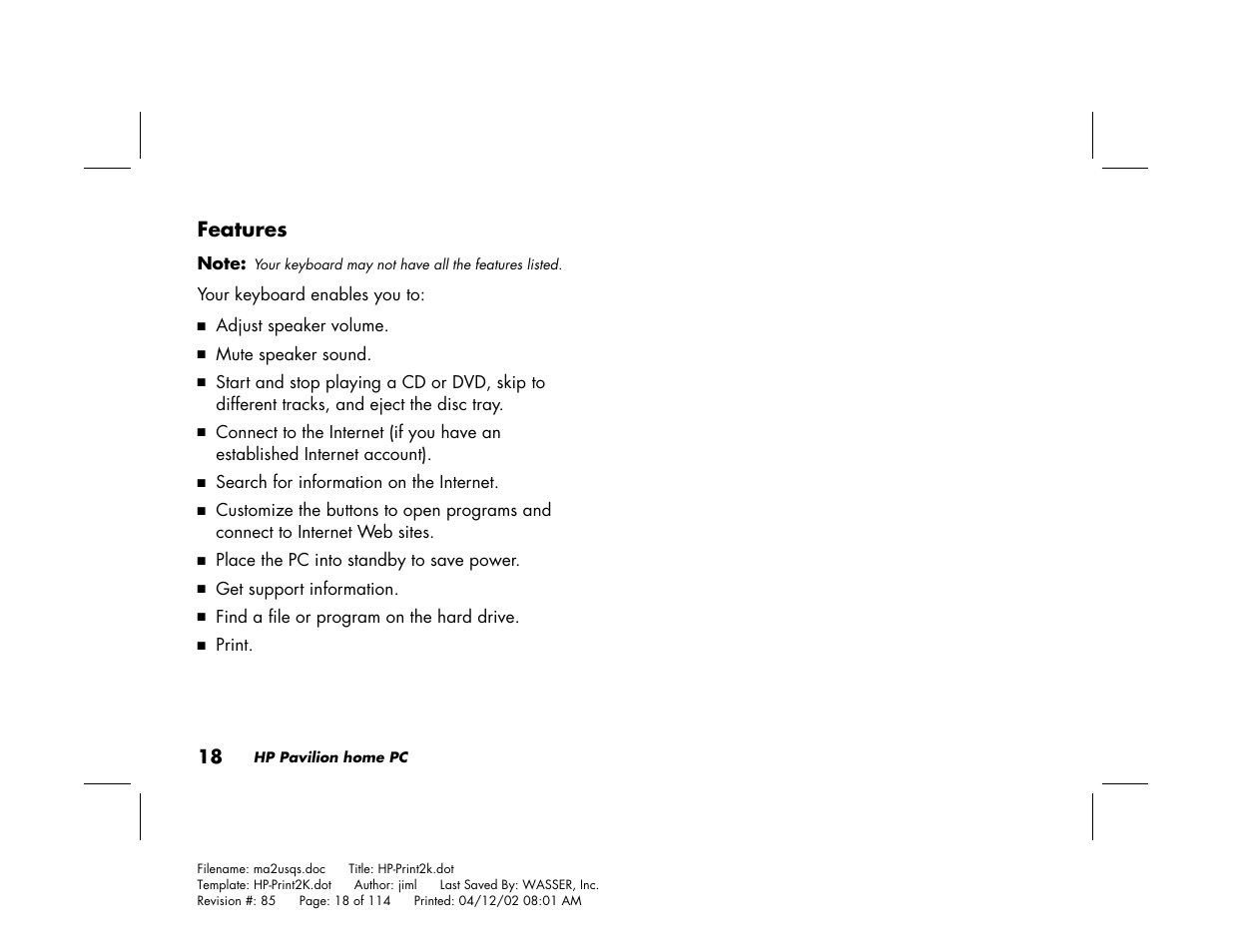 Features | HP Pavilion User Manual | Page 46 / 114