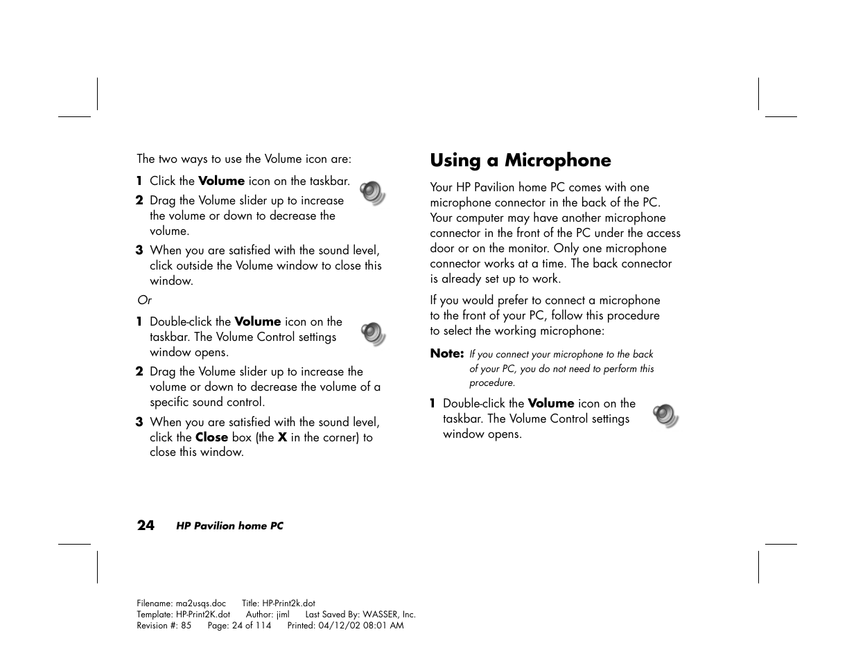Using a microphone | HP Pavilion User Manual | Page 52 / 114