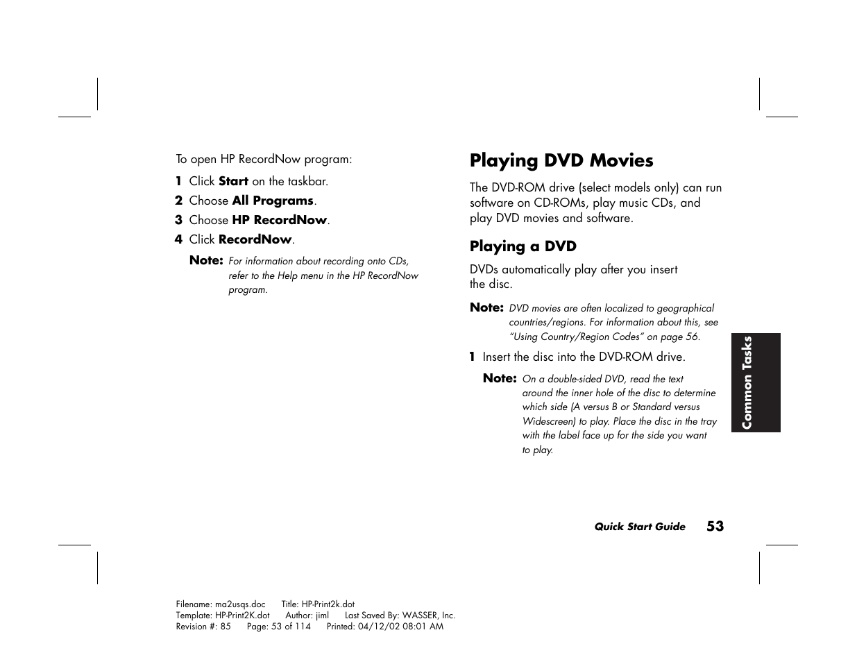 Playing dvd movies | HP Pavilion User Manual | Page 81 / 114