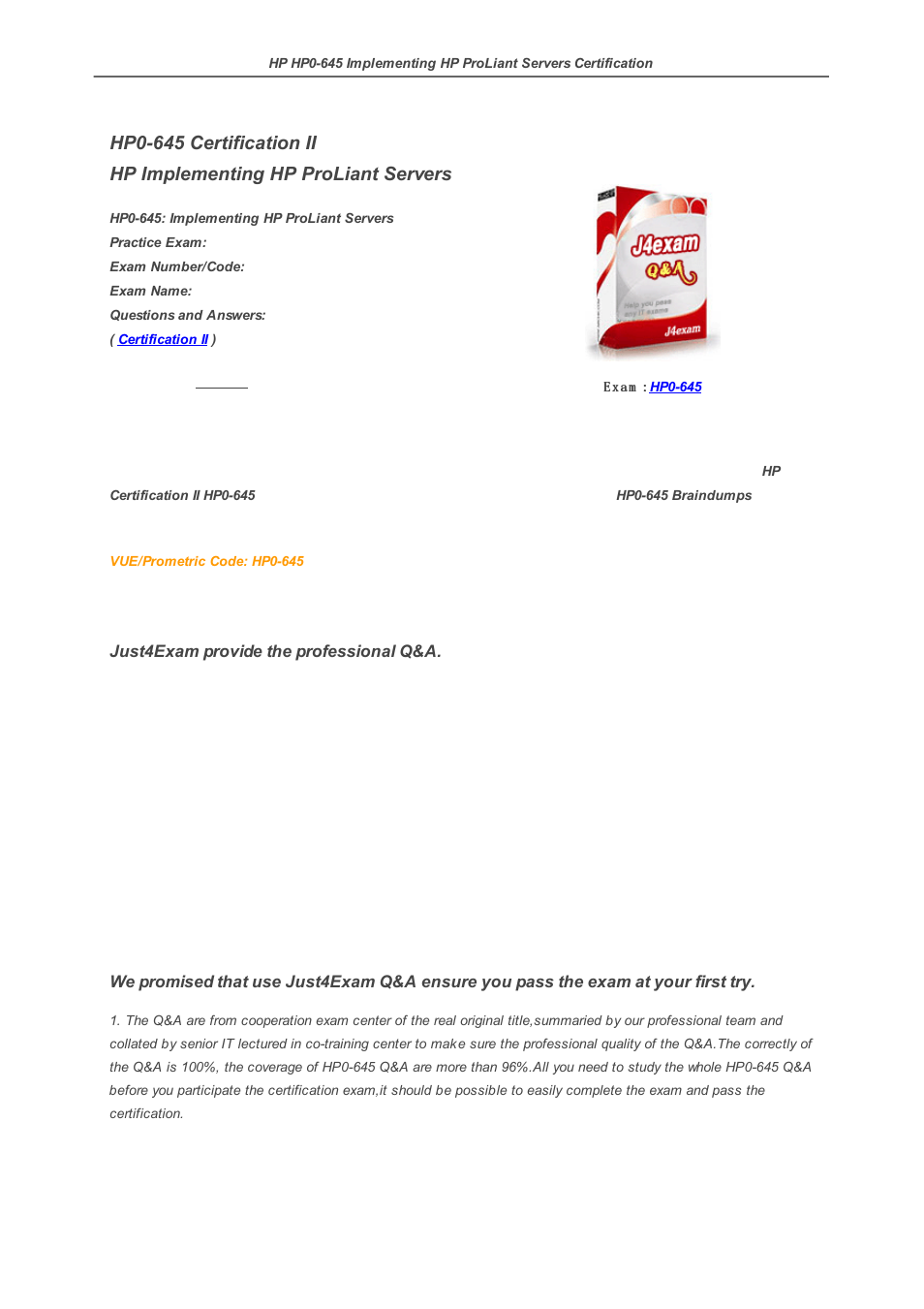 HP HPO-645 User Manual | 6 pages
