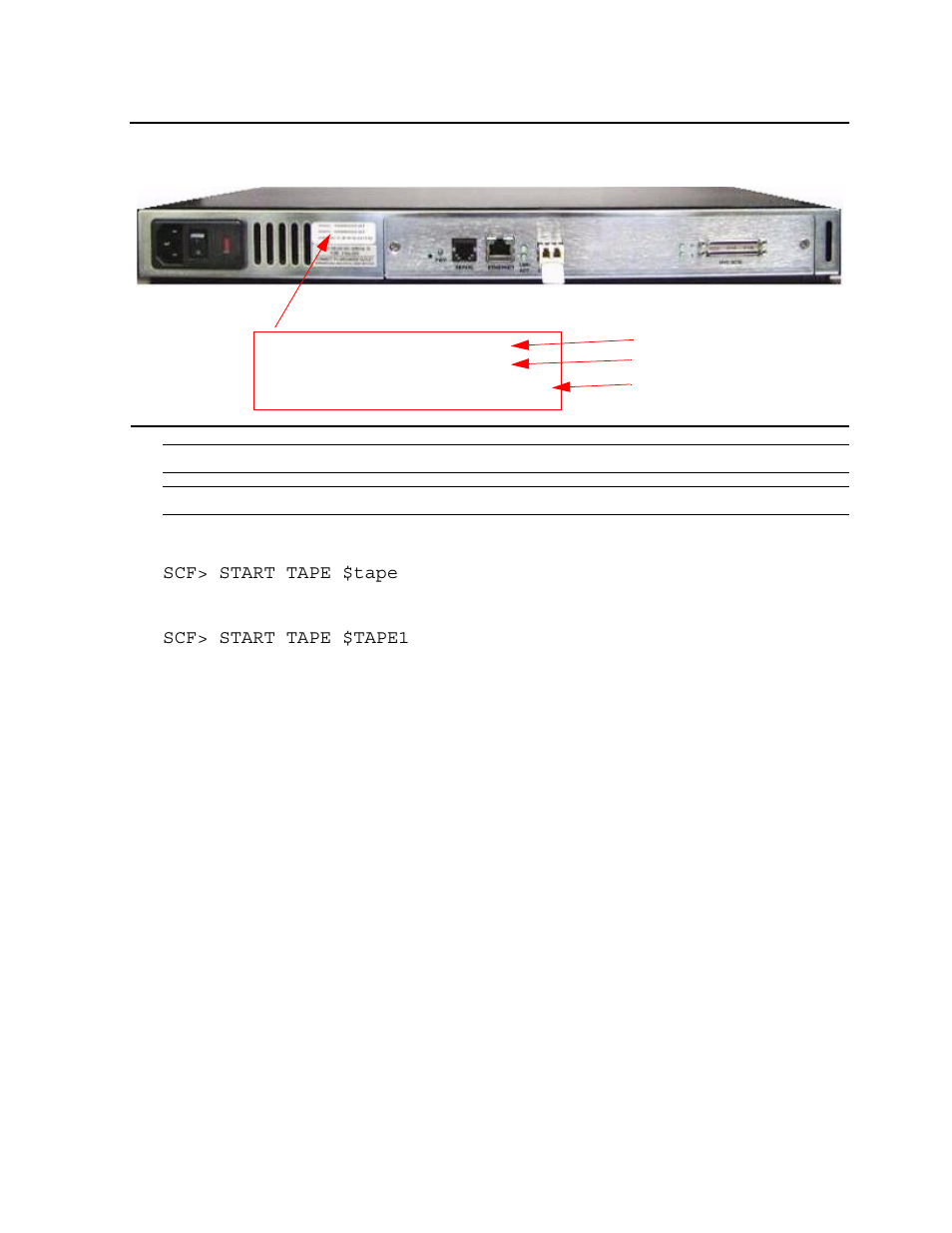 Figure 4-1, Rear view of the fibre channel router | HP FIBRE CHANNEL TO SCSI ROUTER M8201R User Manual | Page 36 / 61