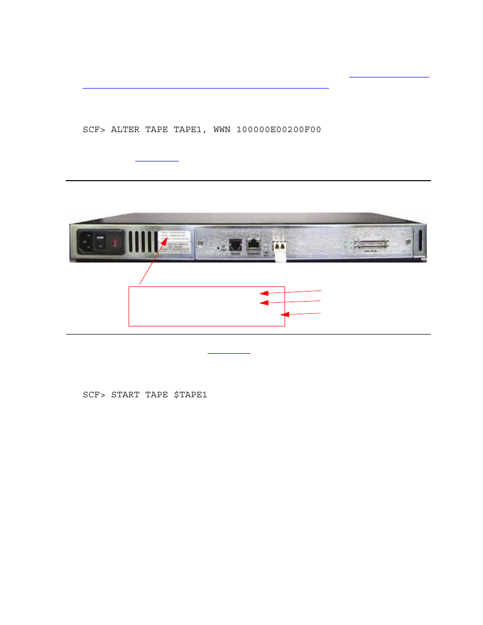 Figure 6-3, Rear view of the fibre channel router | HP FIBRE CHANNEL TO SCSI ROUTER M8201R User Manual | Page 41 / 61