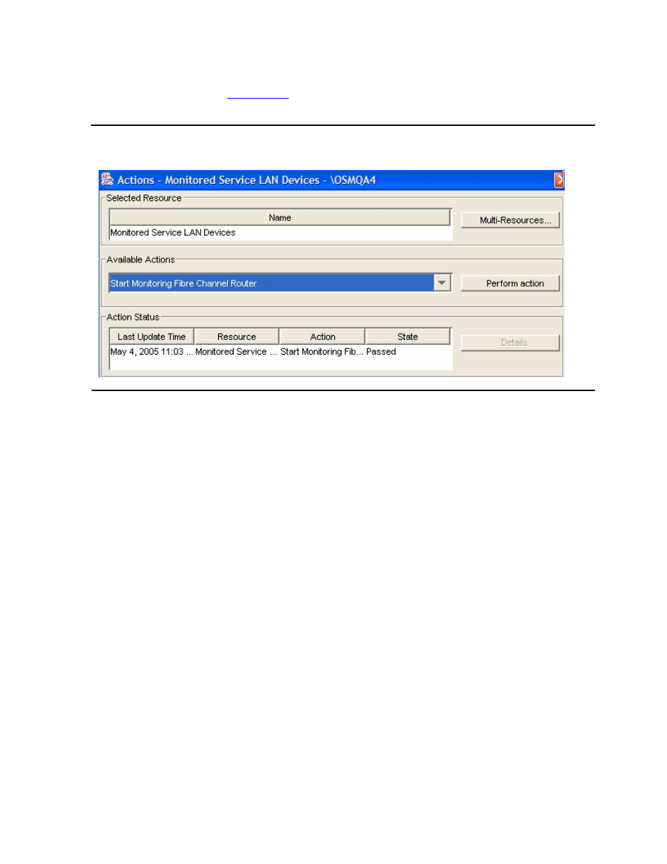 Figure c-2, Actions dialog box | HP FIBRE CHANNEL TO SCSI ROUTER M8201R User Manual | Page 53 / 61