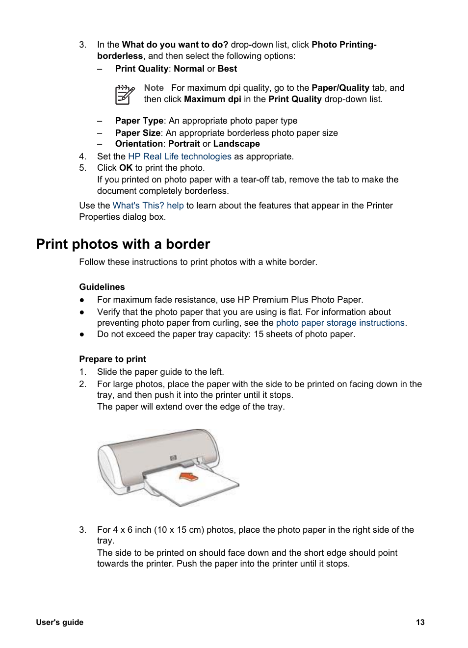 Print photos with a border, Border | HP 3900 series User Manual | Page 15 / 72