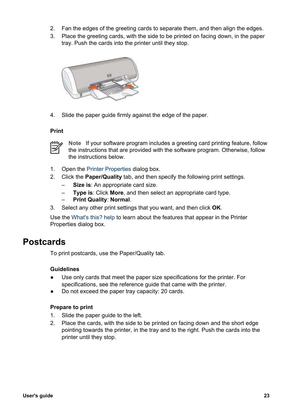 Postcards | HP 3900 series User Manual | Page 25 / 72