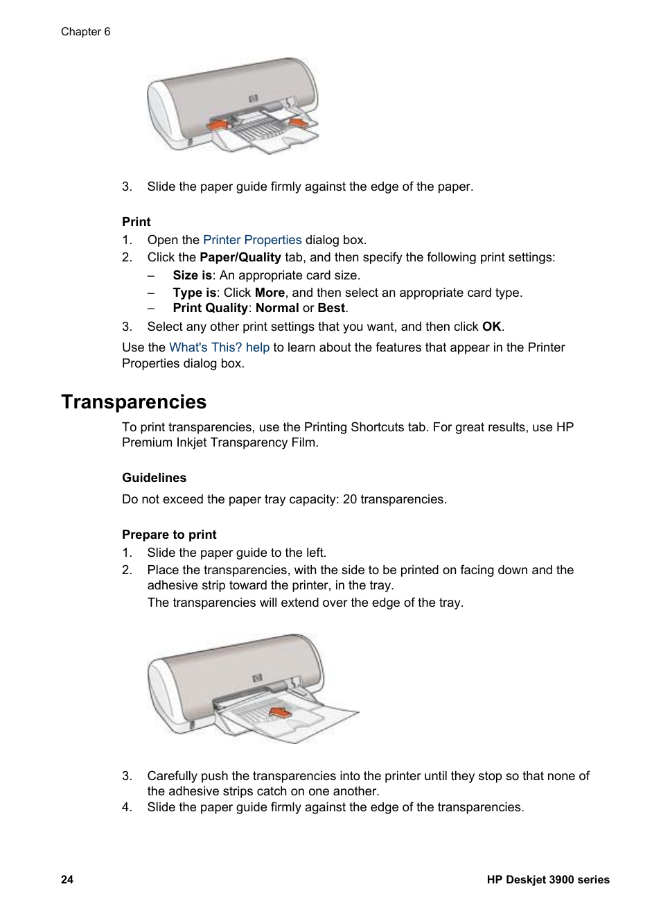 Transparencies | HP 3900 series User Manual | Page 26 / 72