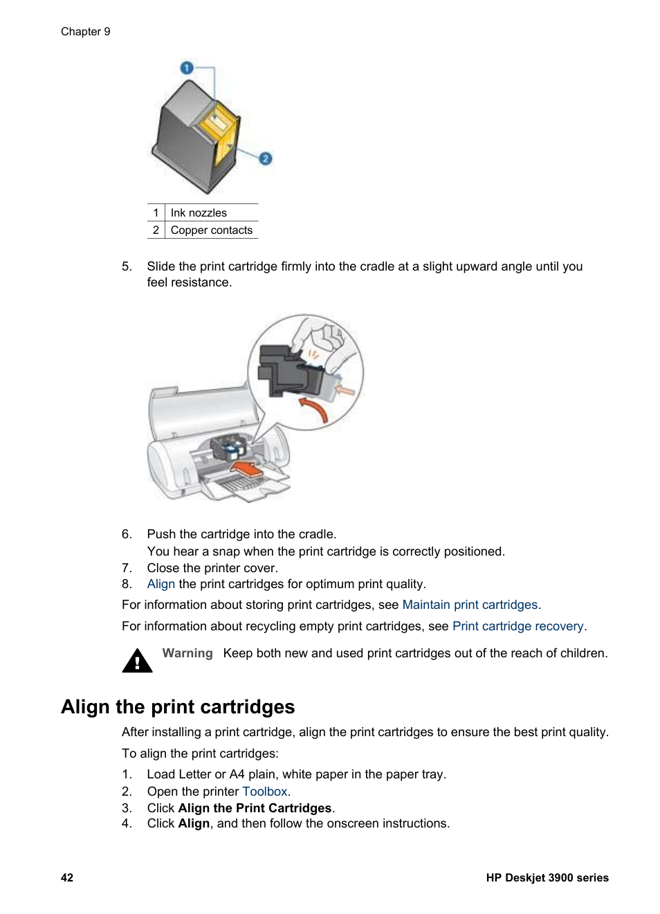 Align the print cartridges | HP 3900 series User Manual | Page 44 / 72